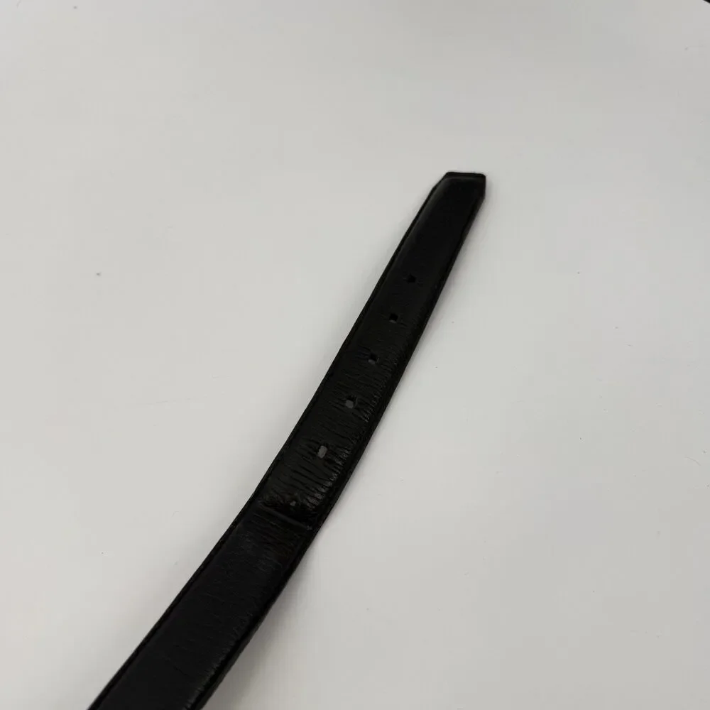 Unbranded Black Leather Mens Classic Belt Size 44 Silver Tone